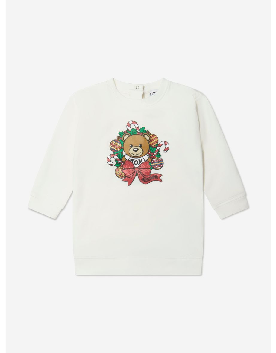 Baby Girls Holiday Sweater Dress in Ivory