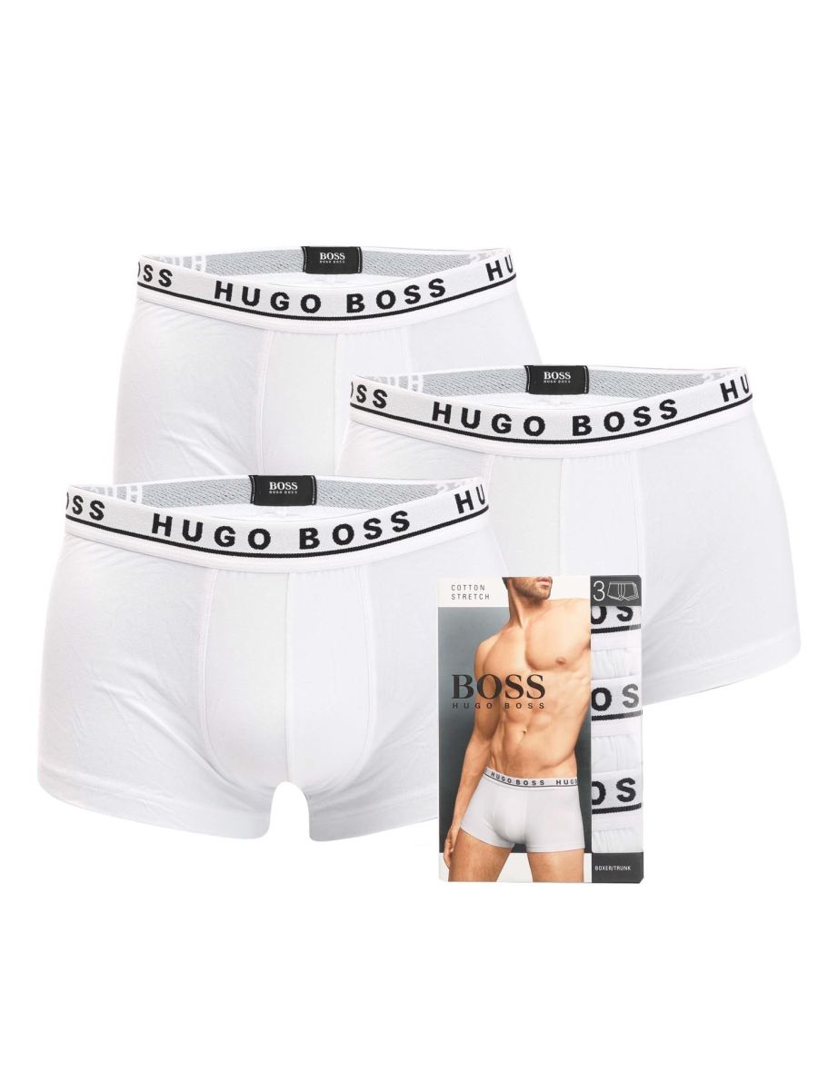 Shop Men s Hugo Boss 3 Pack Logo Waistband Trunks in White Online in Qatar VogaCloset