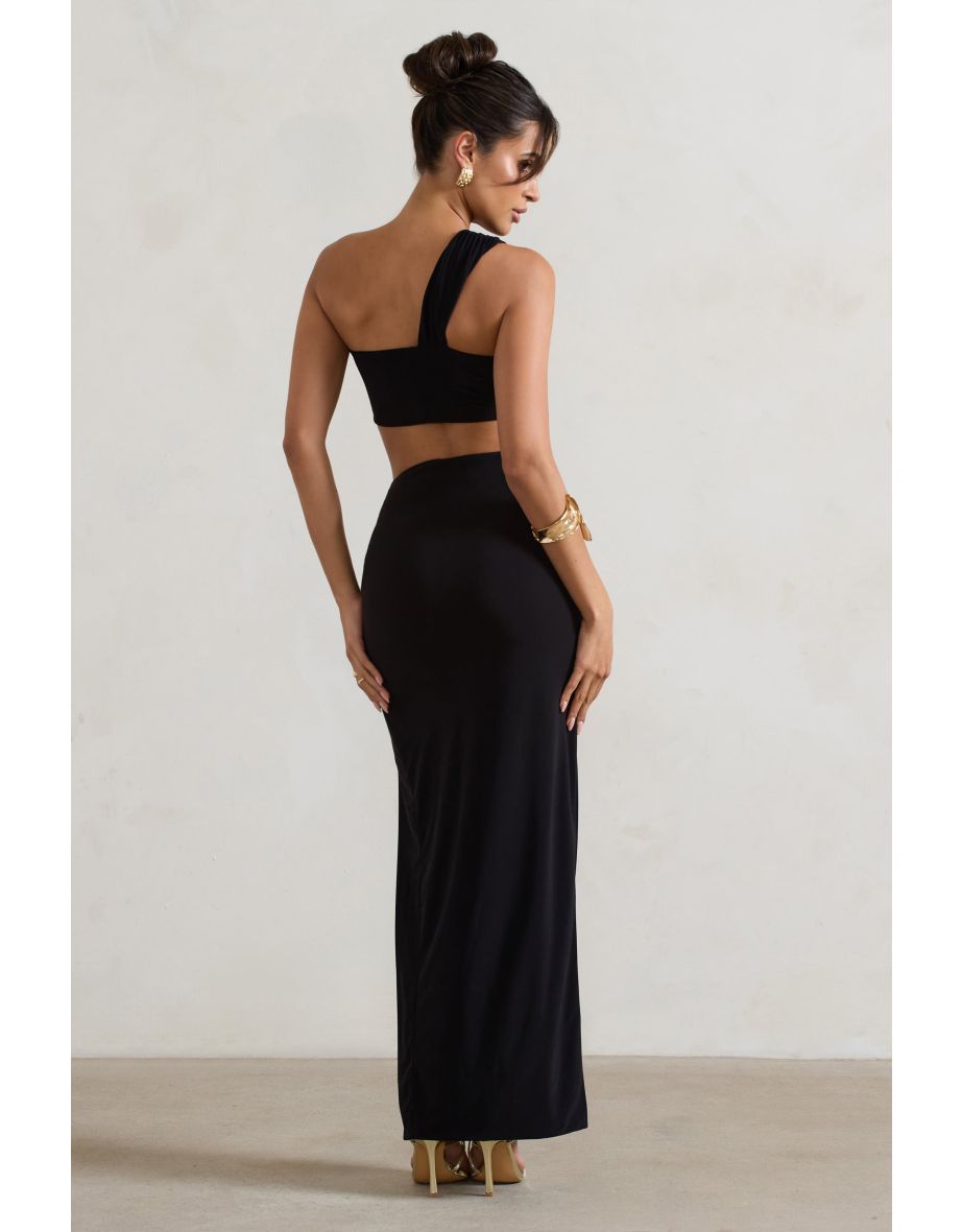 Tender Kiss | Black Knot Split Maxi Skirt - 4