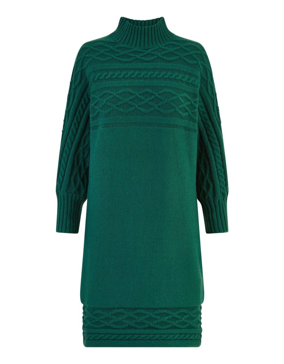 Yumi Green Cable Knit Tunic Dress - 4