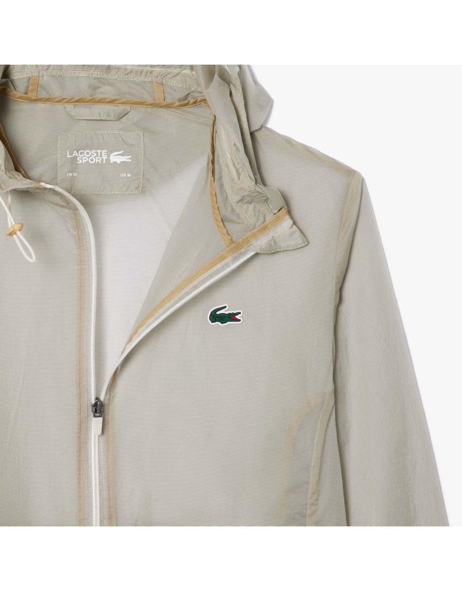 Men's Lacoste Lightweight Water Repellent Sport Jacket in Cream - 2
