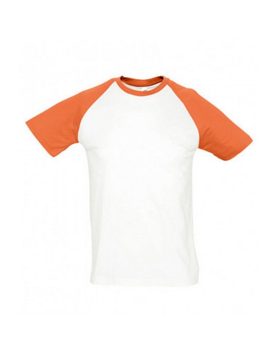 SOLS Mens Funky Contrast Short Sleeve T-Shirt - White/Orange