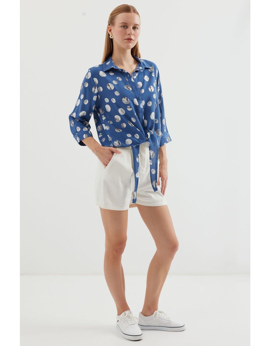 Tie Front Patterned Shirt