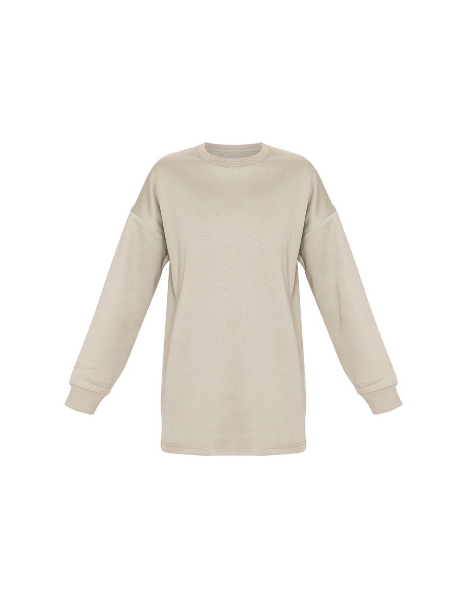 Sage Green Oversized Crew Neck Sweatshirt Jumper Dress - 4