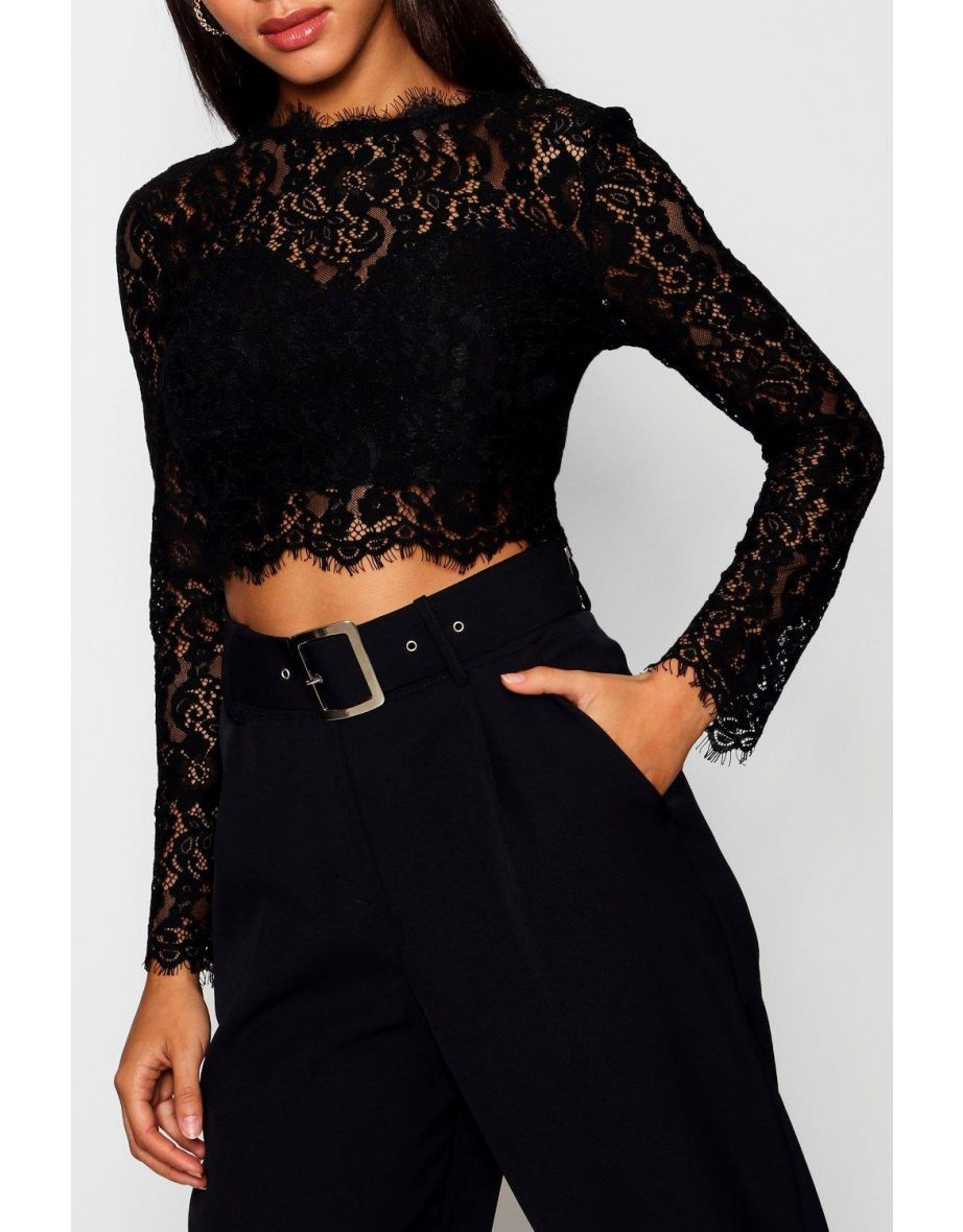 Maddie Premium Lace Crop Top - black - 3