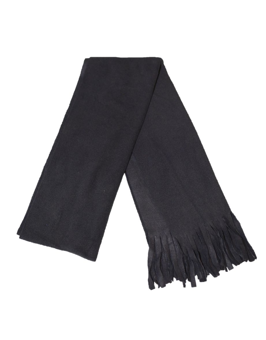 FLOSO Ladies/Womens Plain Thermal Fleece Winter/Ski Scarf With Fringe - Charcoal - 1