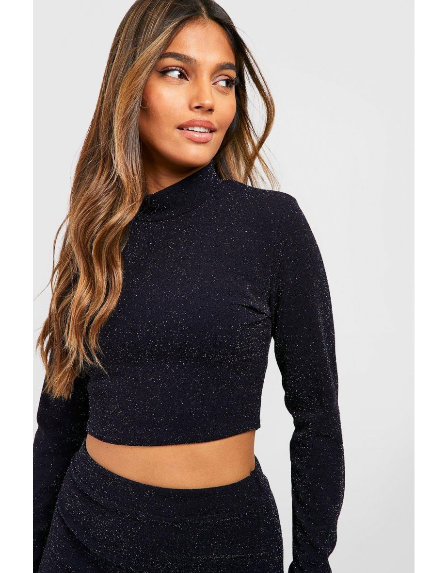 High Neck Crop Top & Midi Skirt Co-ord - navy - 3