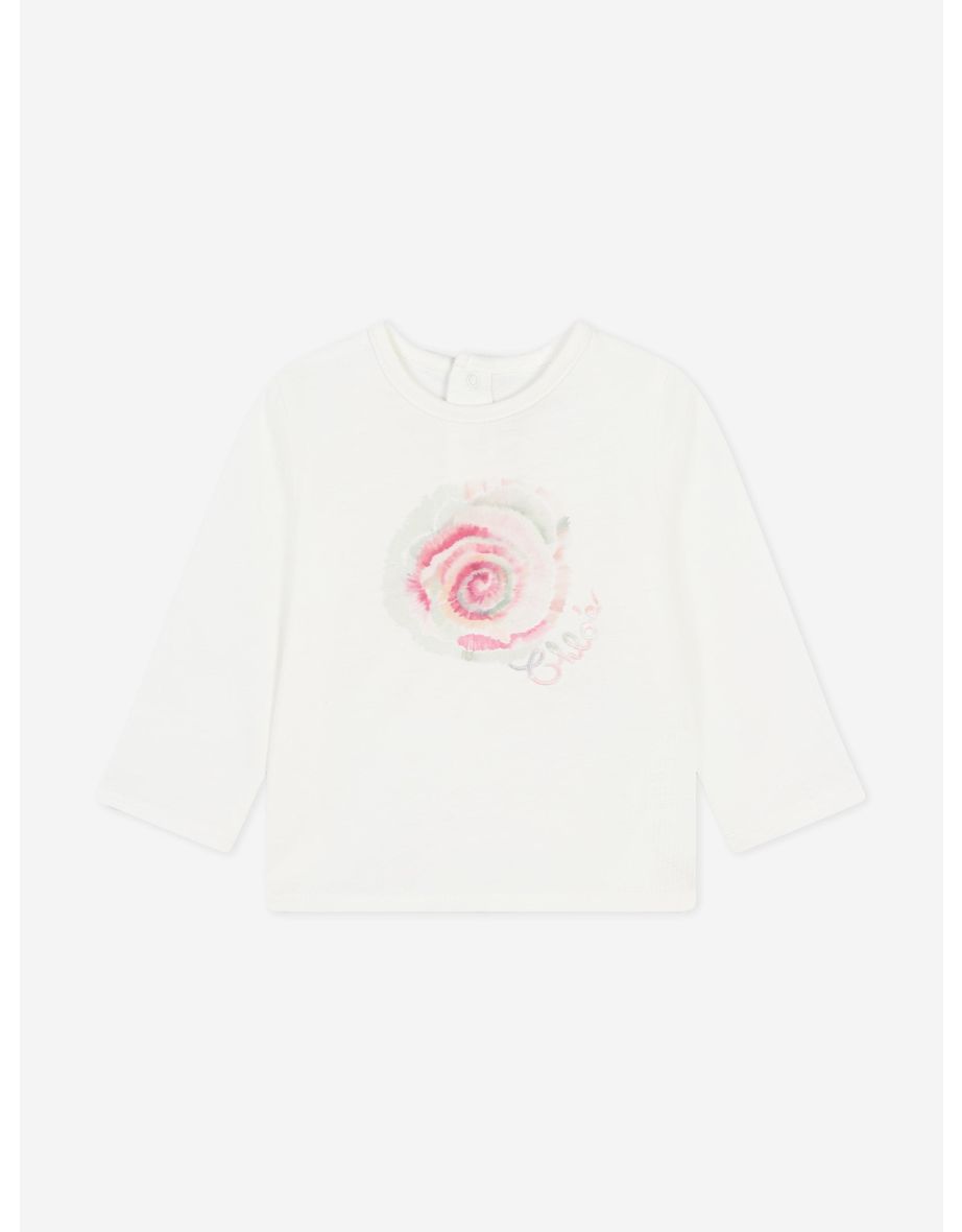 Chloé Baby Girls Long Sleeve Spiral T-Shirt in White
