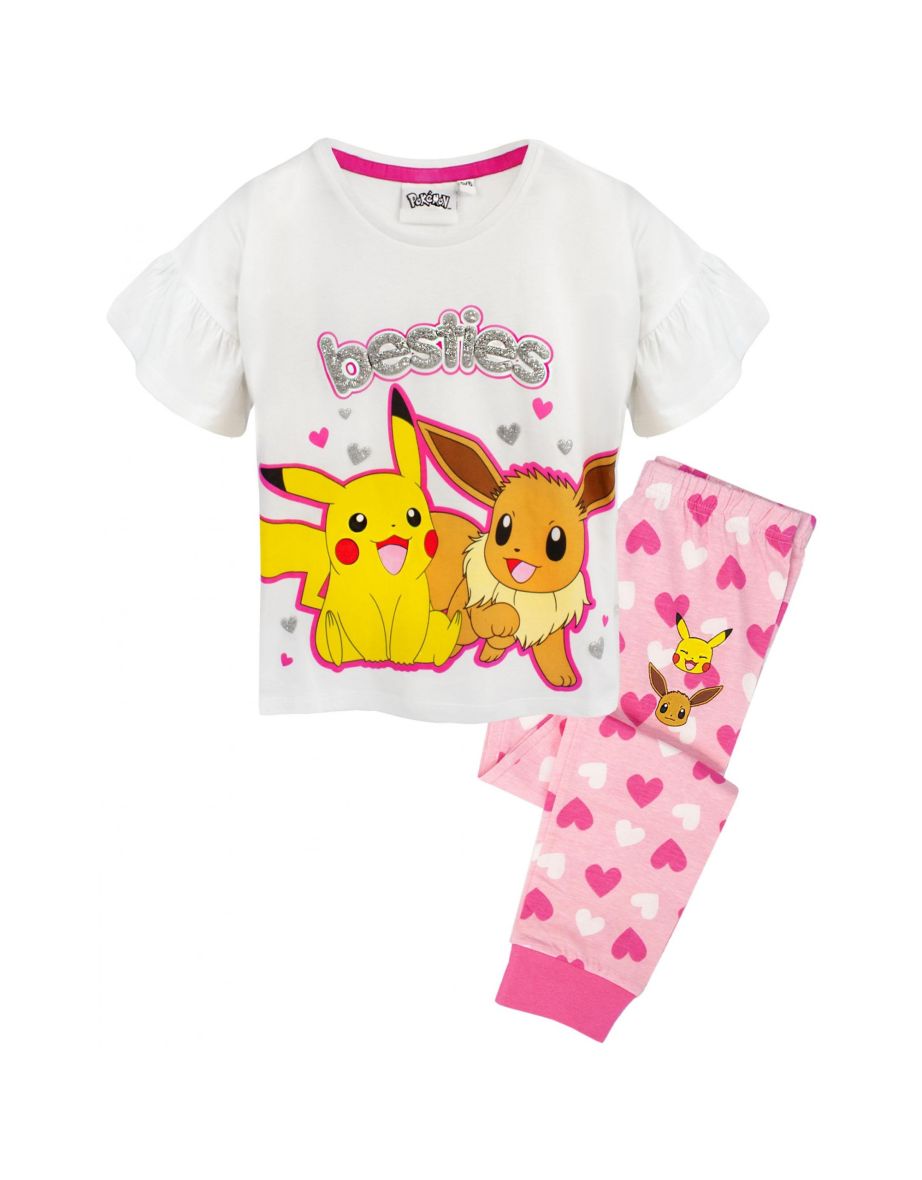 Pokemon Girls Besties Long Pyjama Set - White/Pink