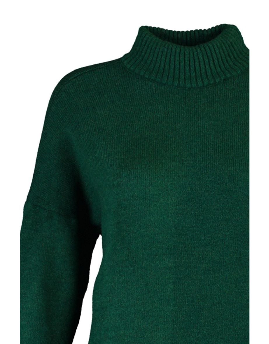 Emerald Green Wide Fit Soft Textured High Neck Knitwear Sweater - 6