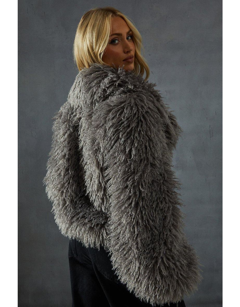 Mongolian Collared Faux Fur Coat - 3
