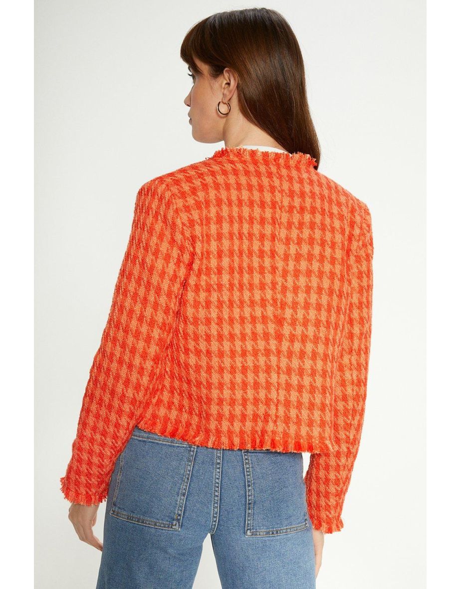 Petite Check Tweed Fringed Blazer - 2