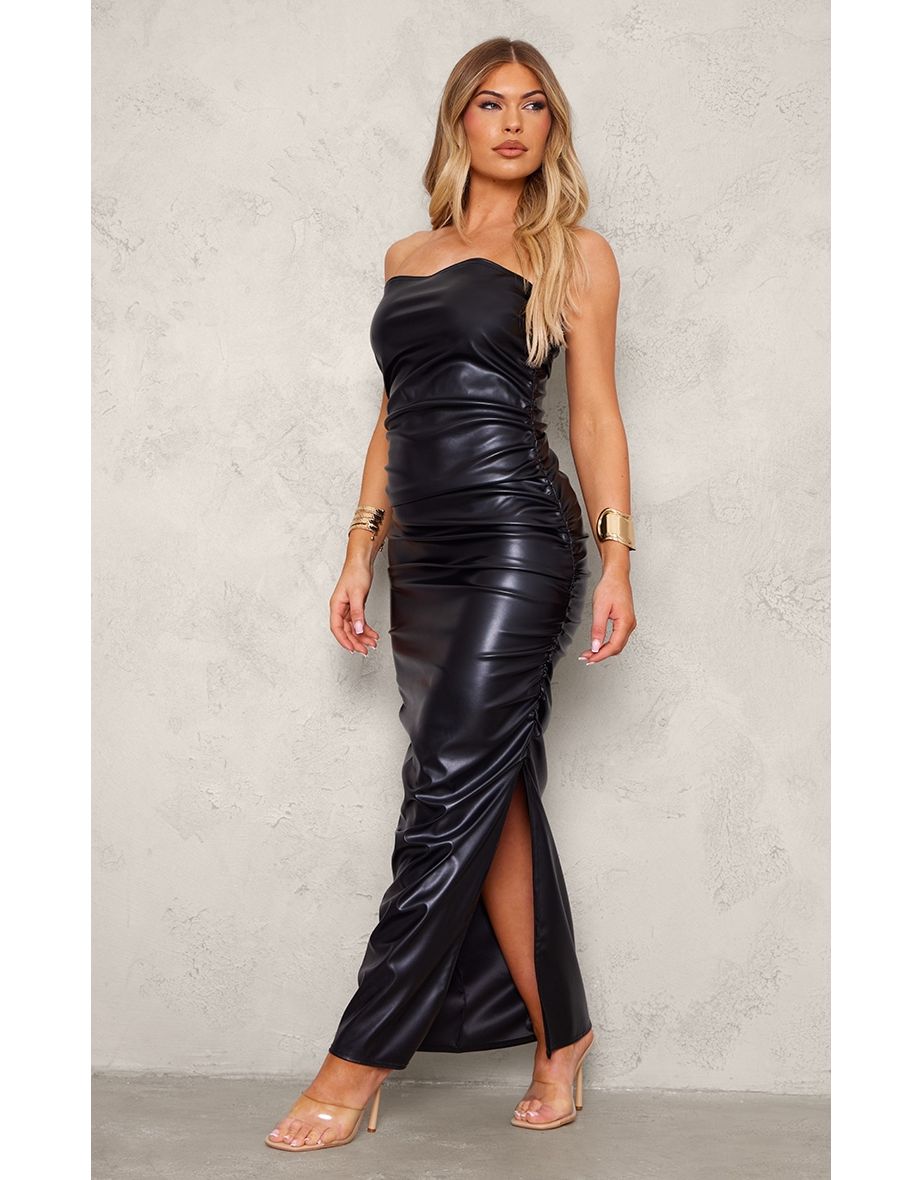 Faux leather bandeau dress hotsell