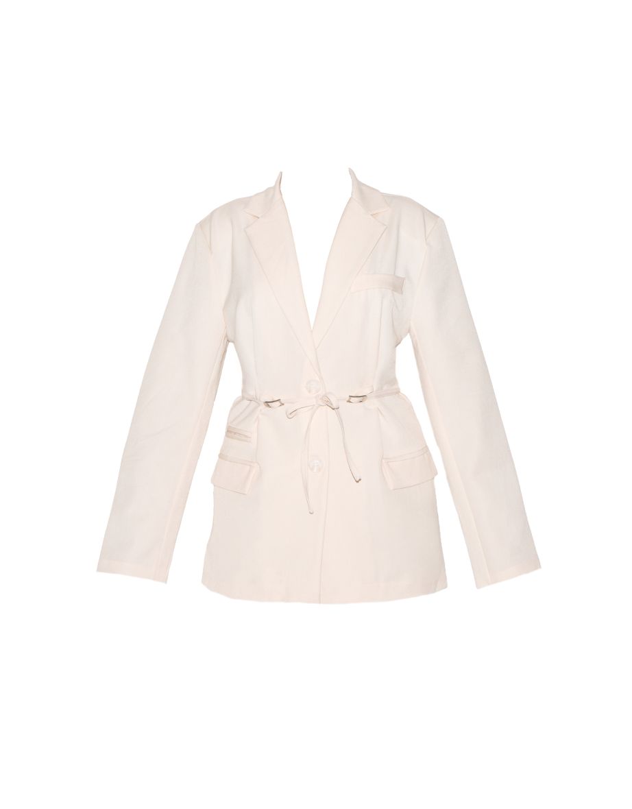 Ecru Belt Detail Blazer - 4