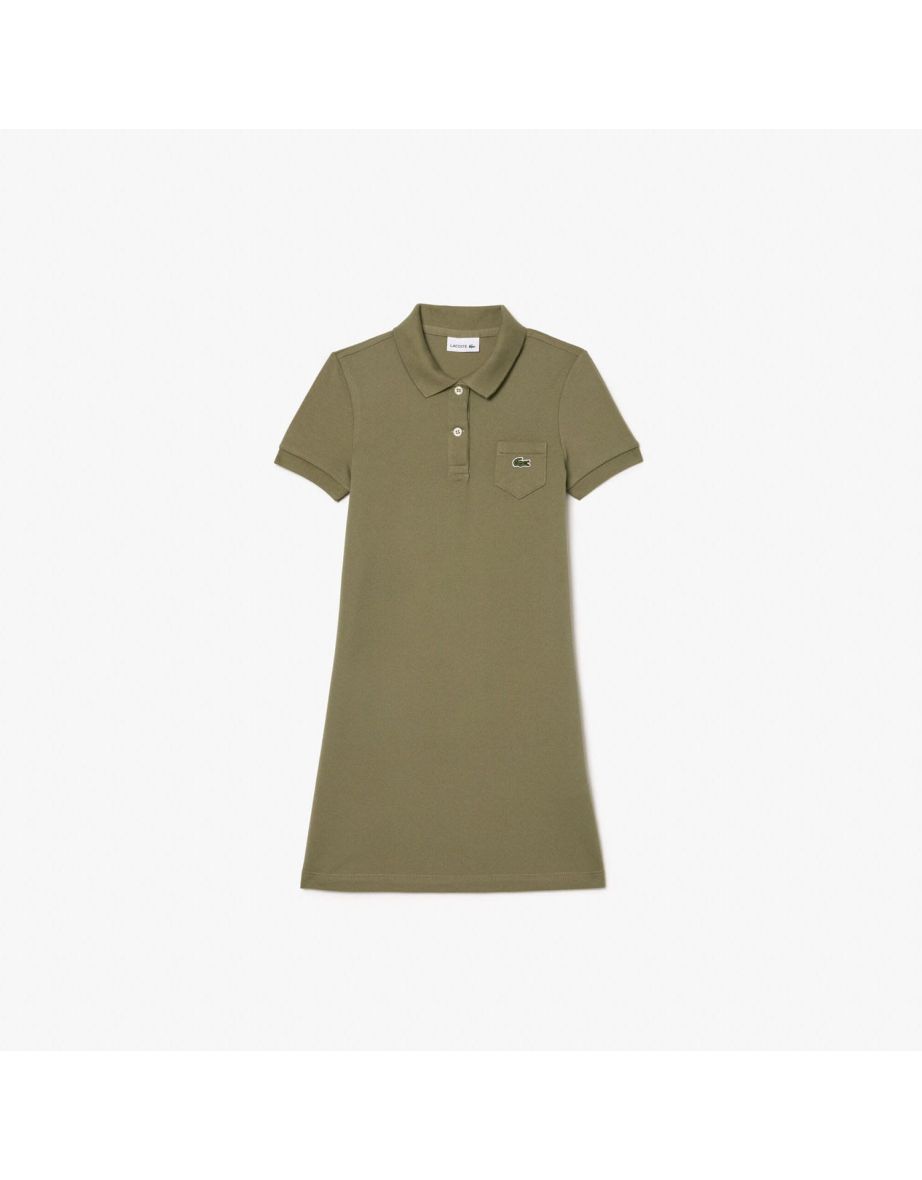 Girl's Lacoste Juniors Piqué Polo Dress in Green