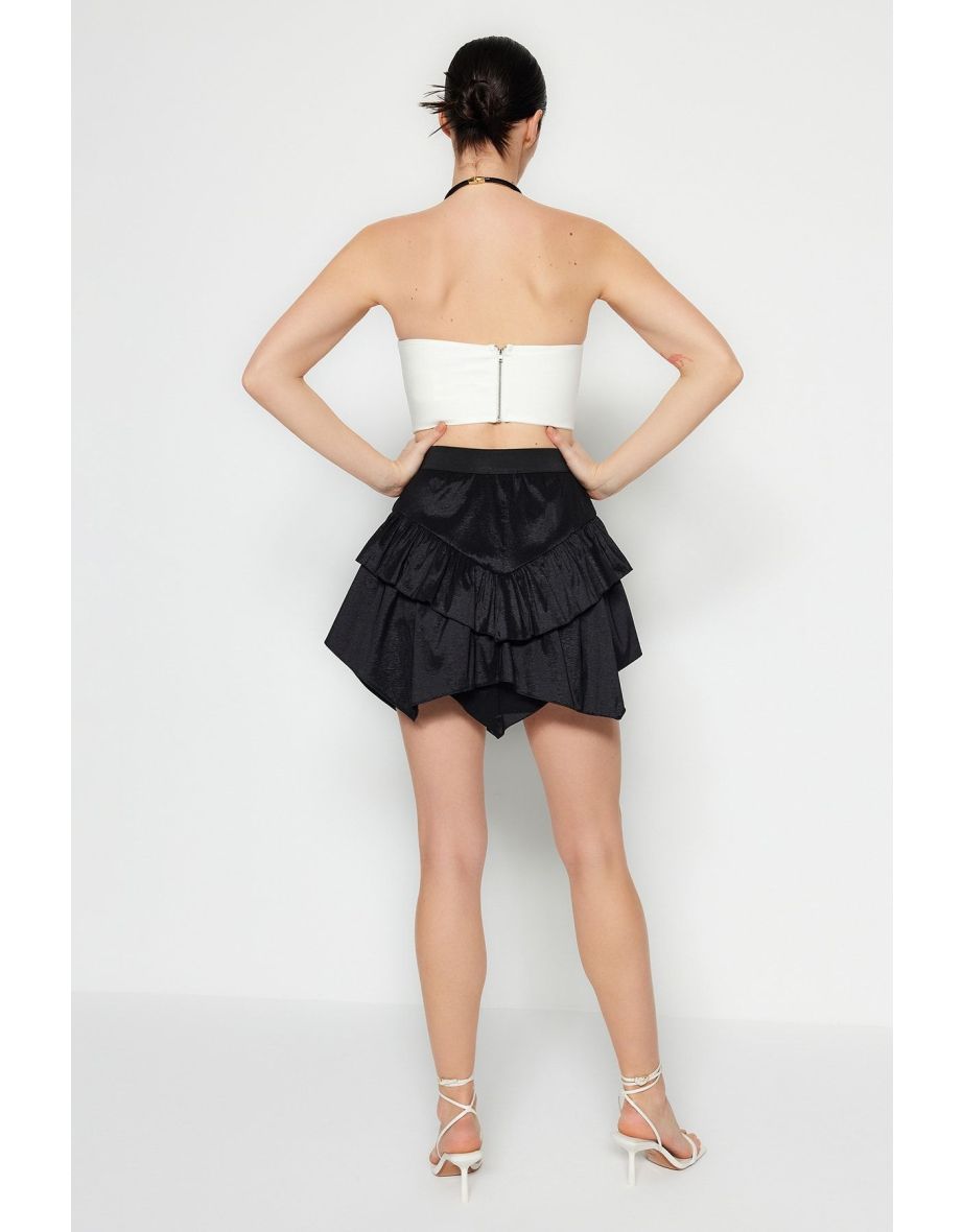 Black Flounced Taffeta Skirt - 7