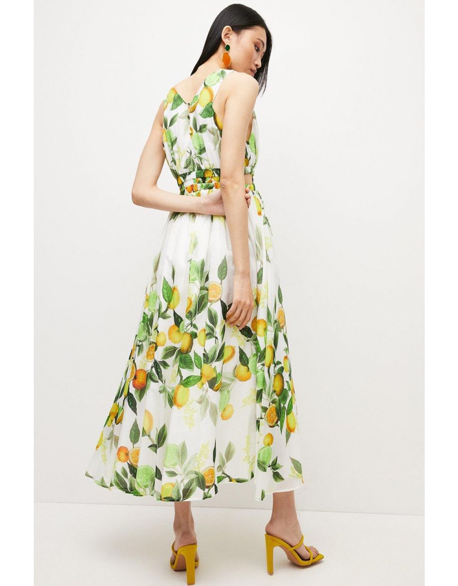 Petite Silk Cotton Sicilian Citrus Maxi Dress - 2