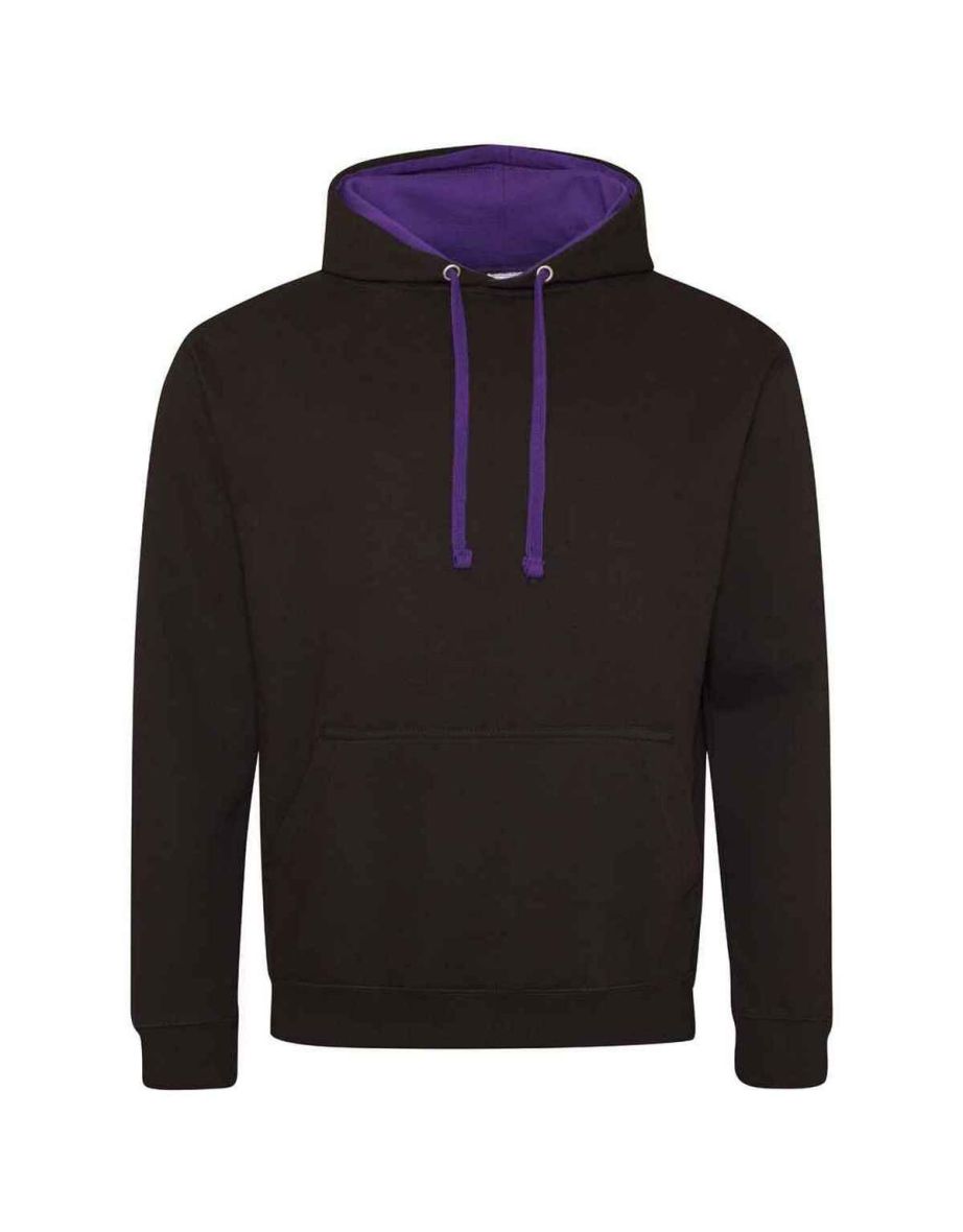 Awdis Womens/Ladies Varsity Hoodie - Jet Black/Purple - 1