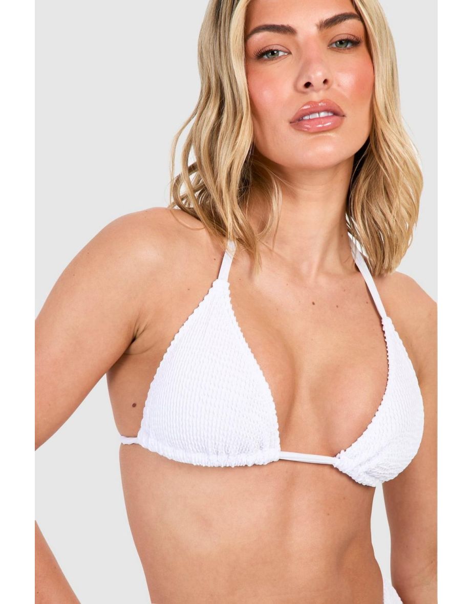Mix & Match Crinkle Triangle Bikini Top - white