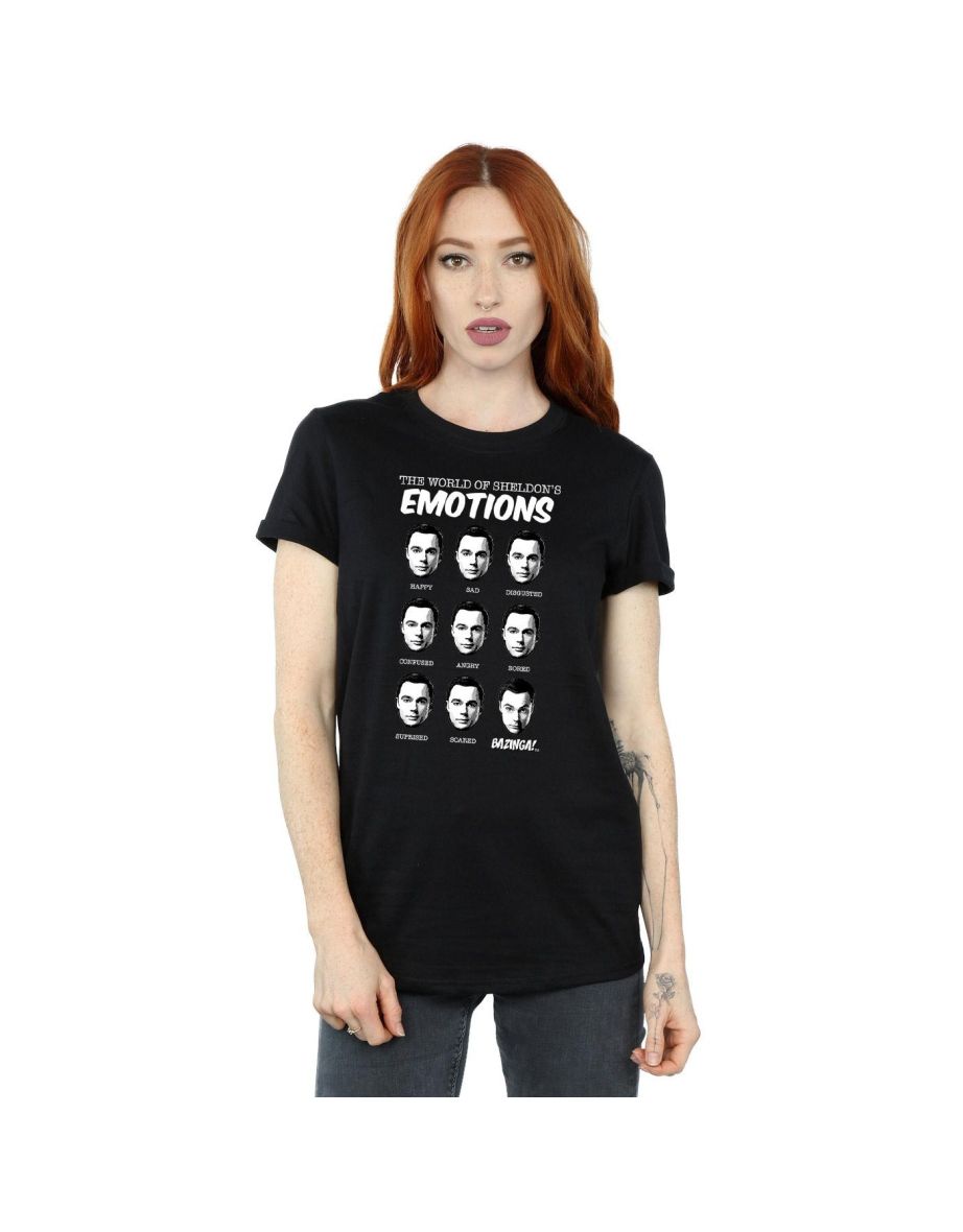 The Big Bang Theory Womens/Ladies Emotions Sheldon Cotton Boyfriend T-Shirt - Black
