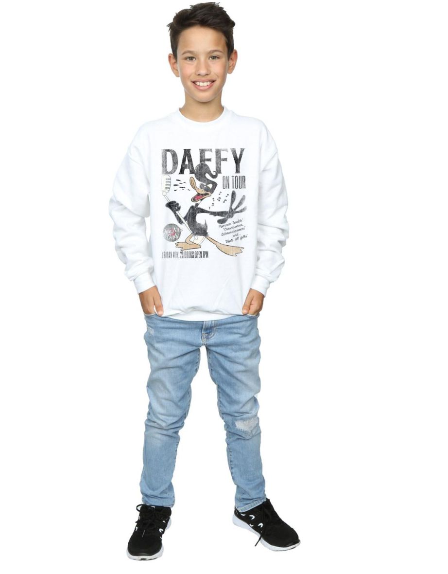 Looney Tunes Boys Daffy Duck Concert Sweatshirt - White - 3