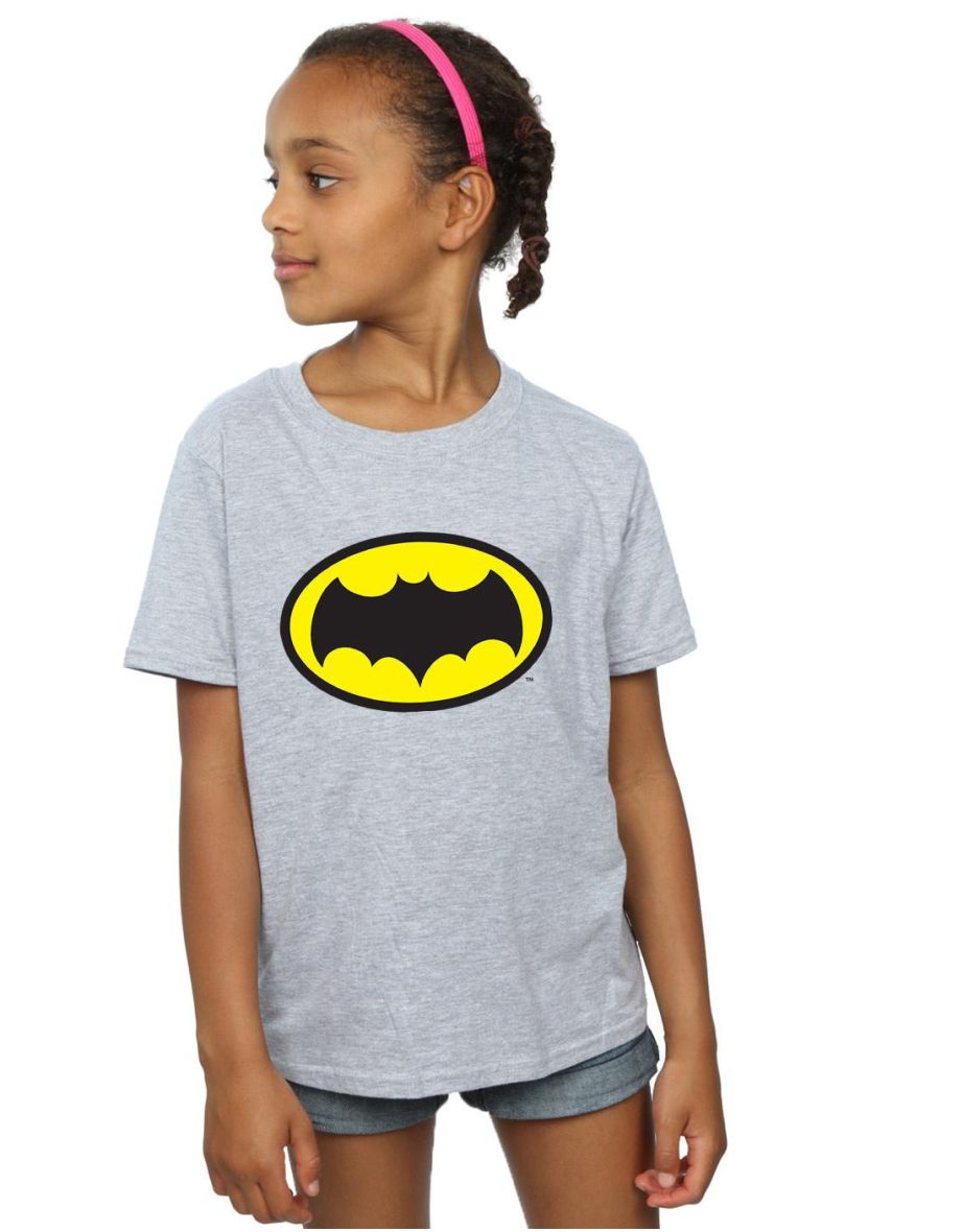 DC Comics Girls Batman TV Series Logo Cotton T-Shirt - Sports Grey