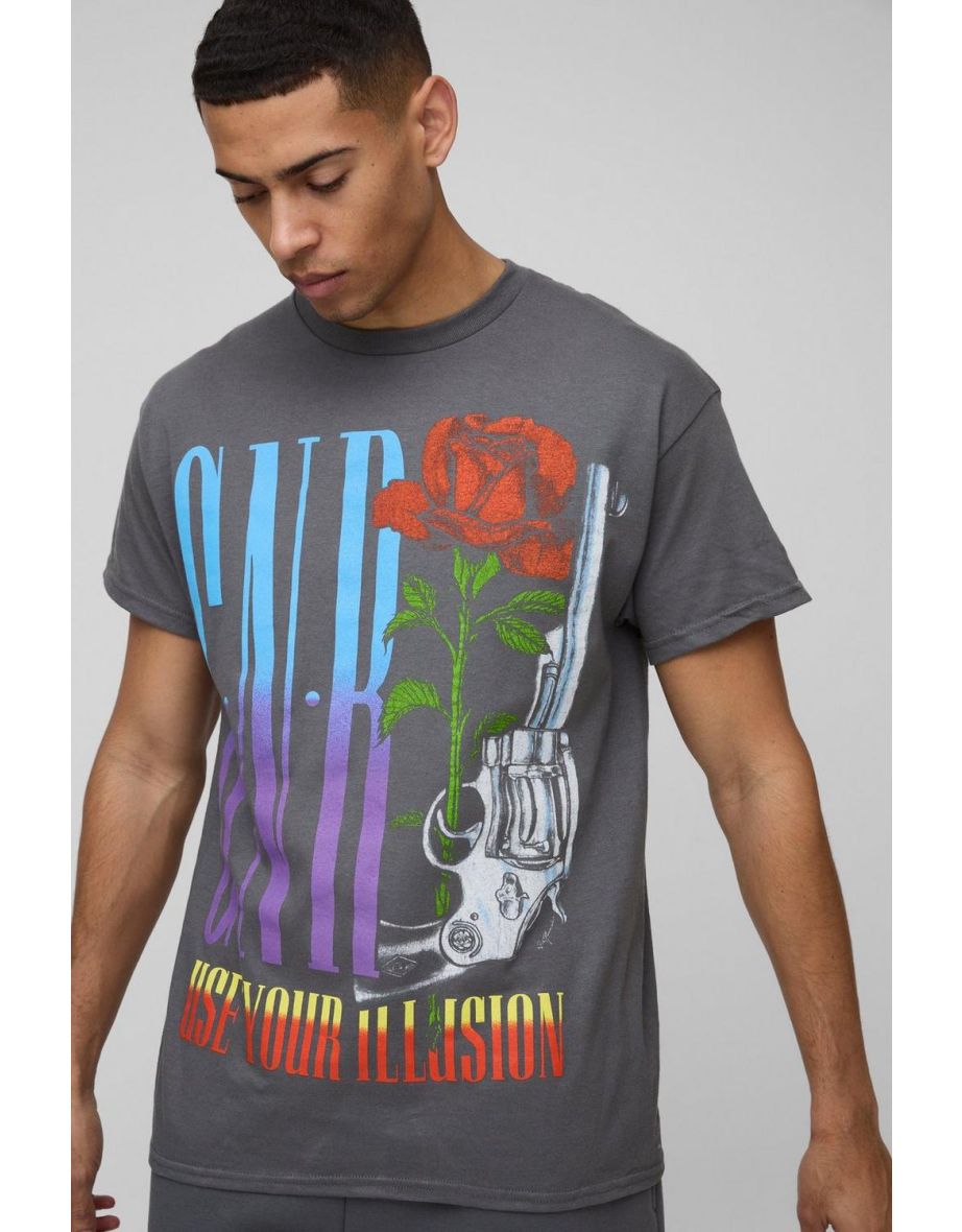 Oversized Guns N Roses License T-Shirt - charcoal