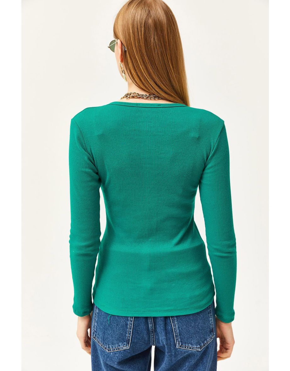 Women's Emerald Green Popped Camisole Blouse - 6