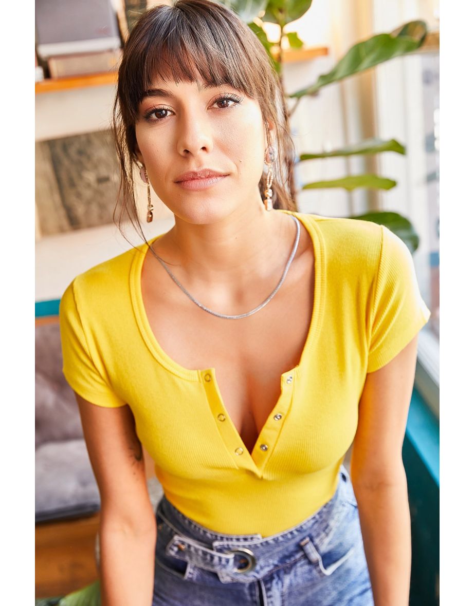 Blouse - Yellow - Fitted