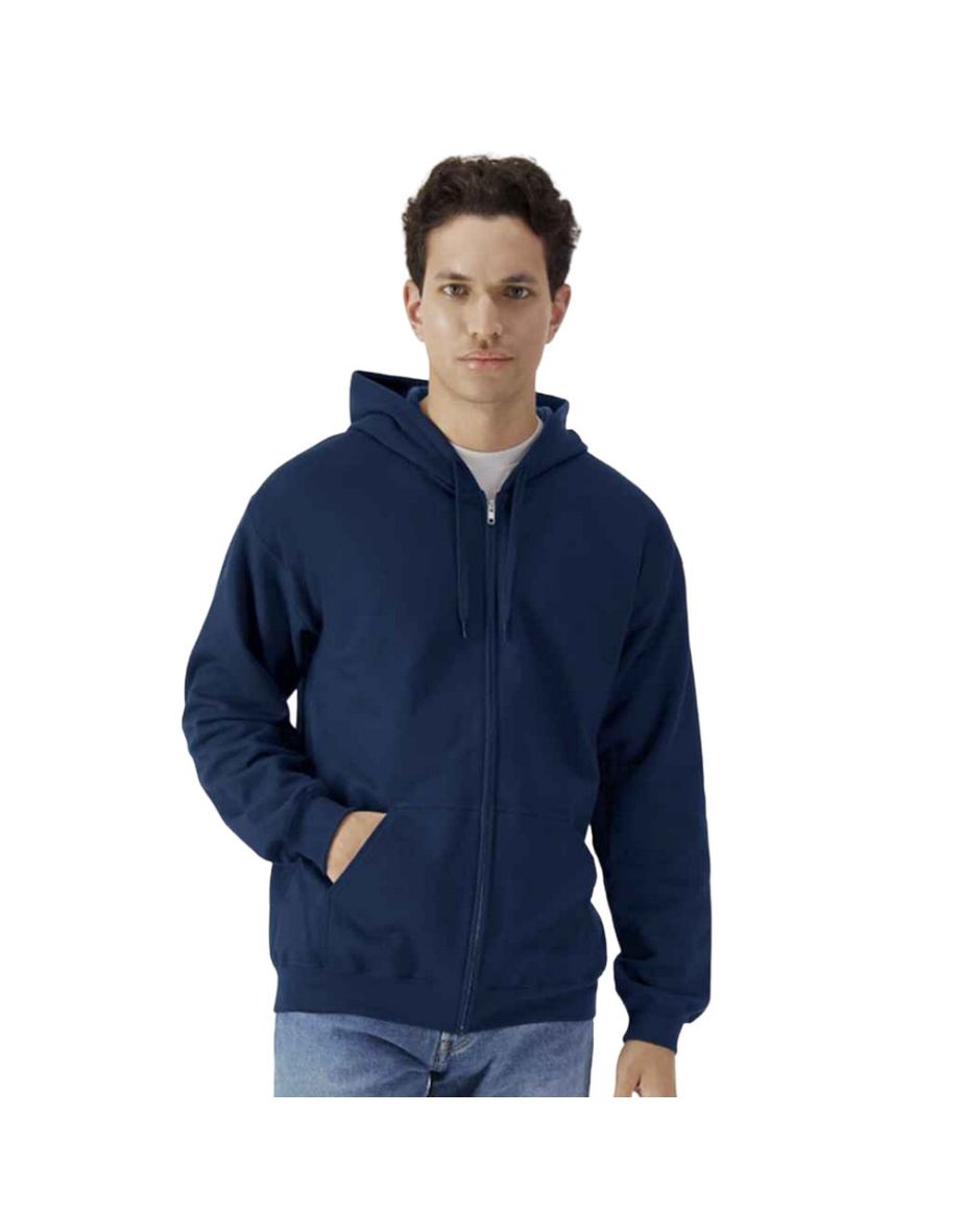 Gildan Mens Midweight Soft Touch Full Zip Hoodie - Navy
