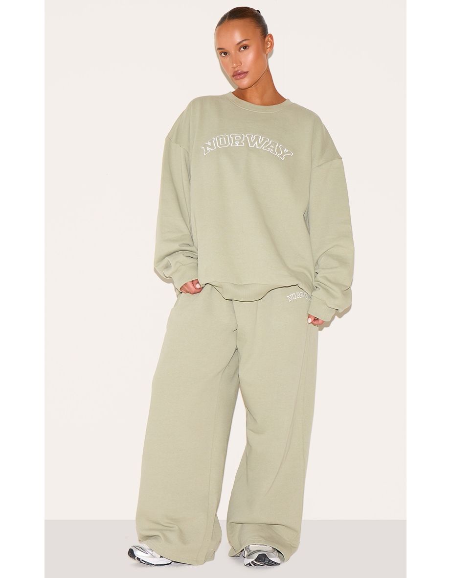 Plus Khaki Premium Embroidered Norway Sweatshirt