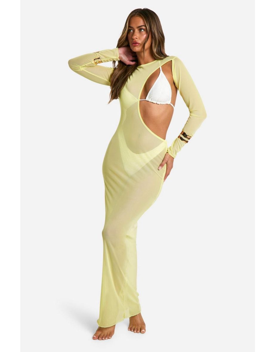 Cutout Maxi Beach Dress - lemon