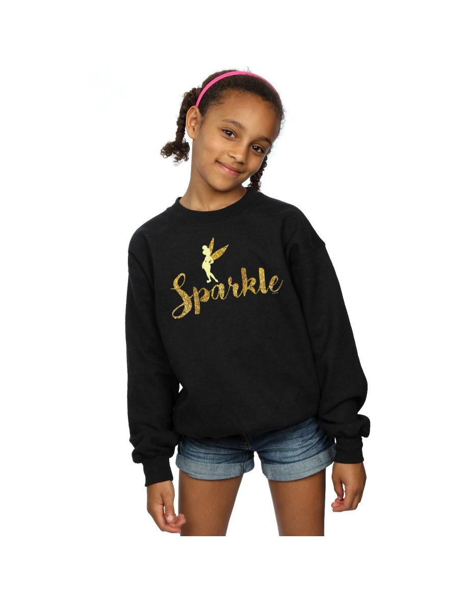 Disney Girls Princess Tinker Bell Sparkle Time Sweatshirt - Black