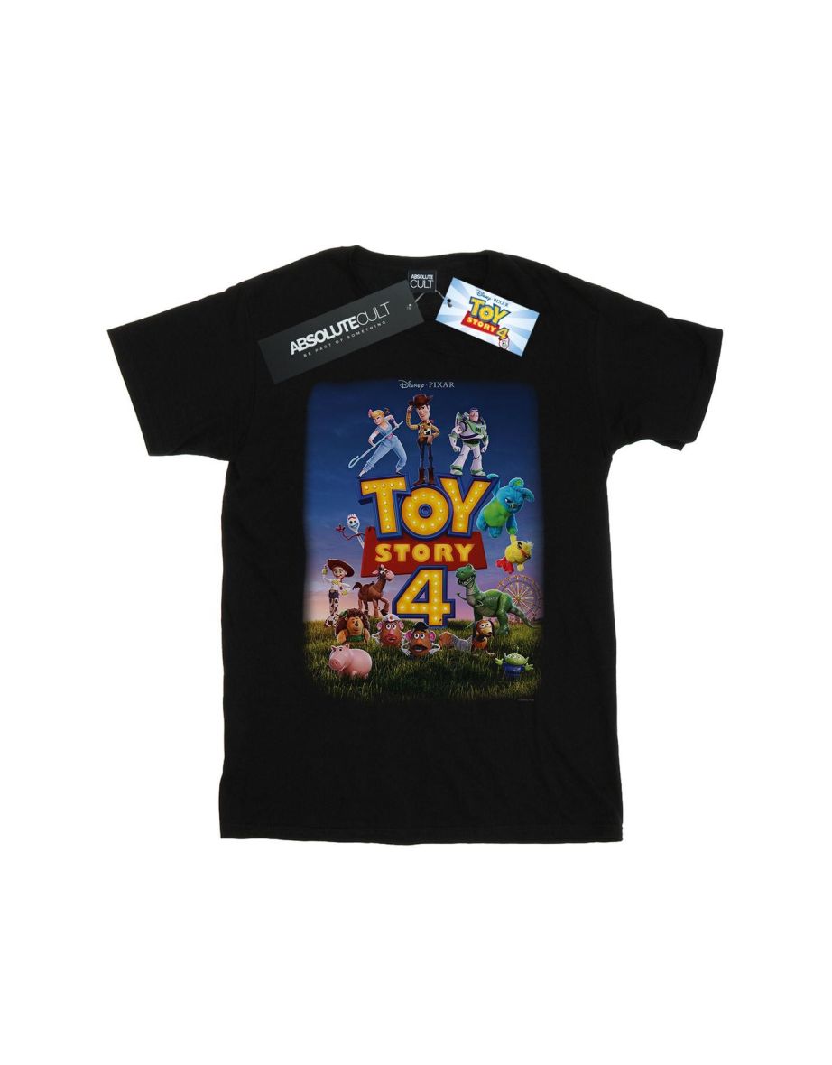 Disney Womens/Ladies Toy Story 4 Poster Art Cotton Boyfriend T-Shirt - Black