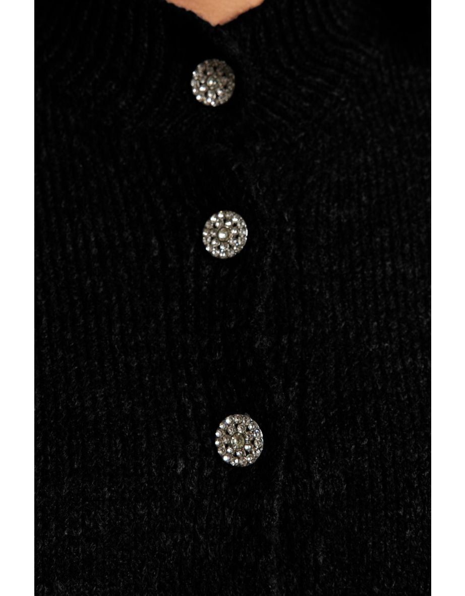 Black Knitwear Plus Size Cardigan - 6