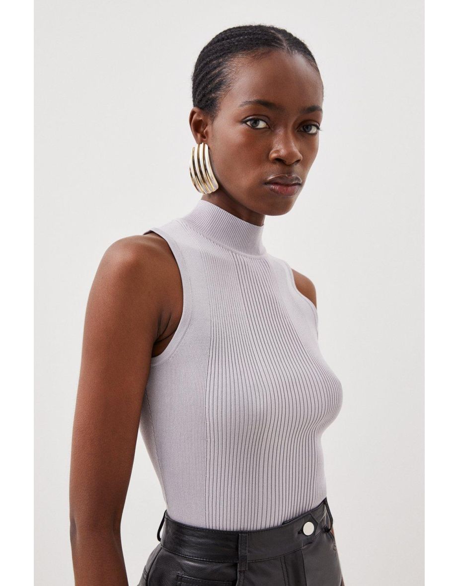 Viscose Blend Rib Knit Vest