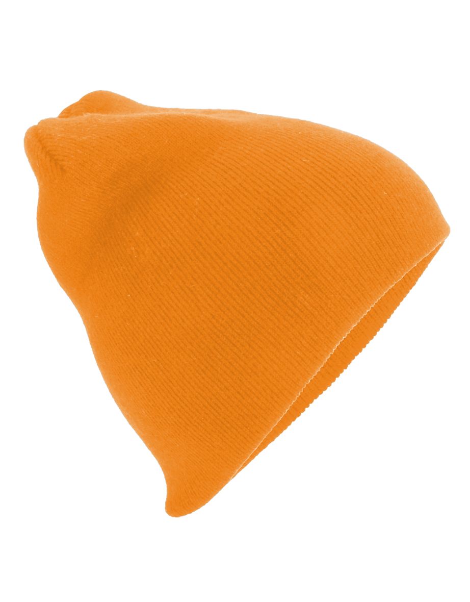 Beechfield Plain Basic Knitted Winter Beanie Hat - Fluorescent Orange - 1