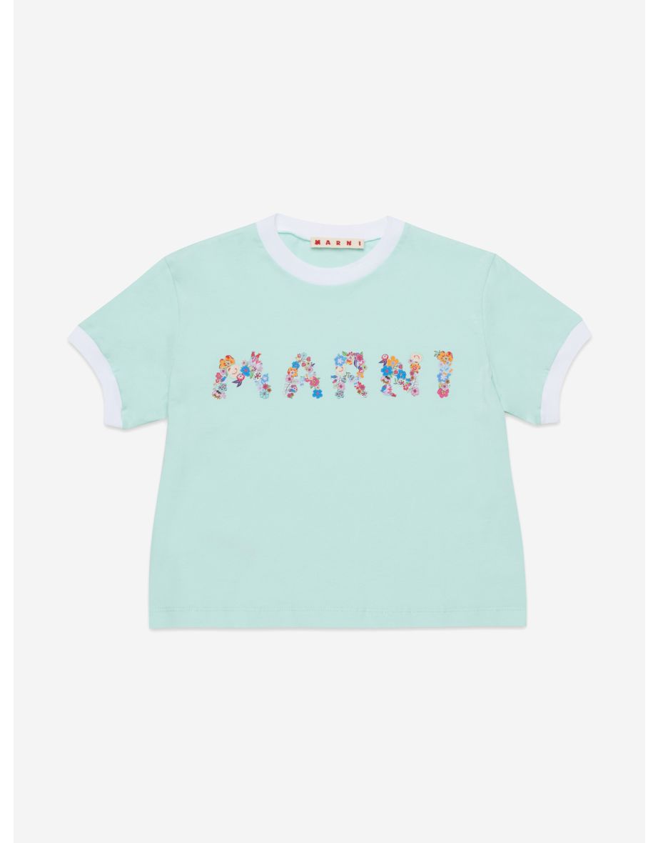 Girls Floral Logo T-Shirt in Green
