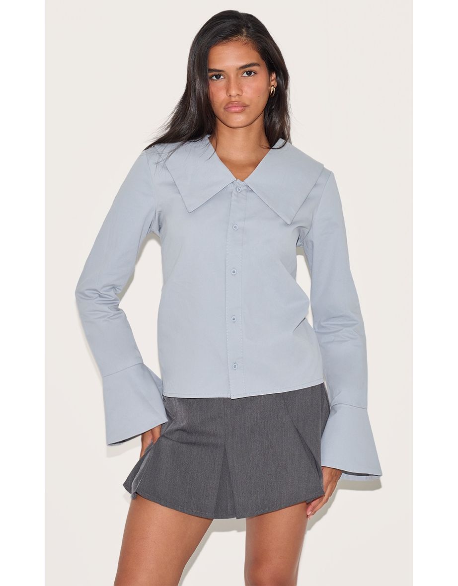Blue Large Collar Shirt