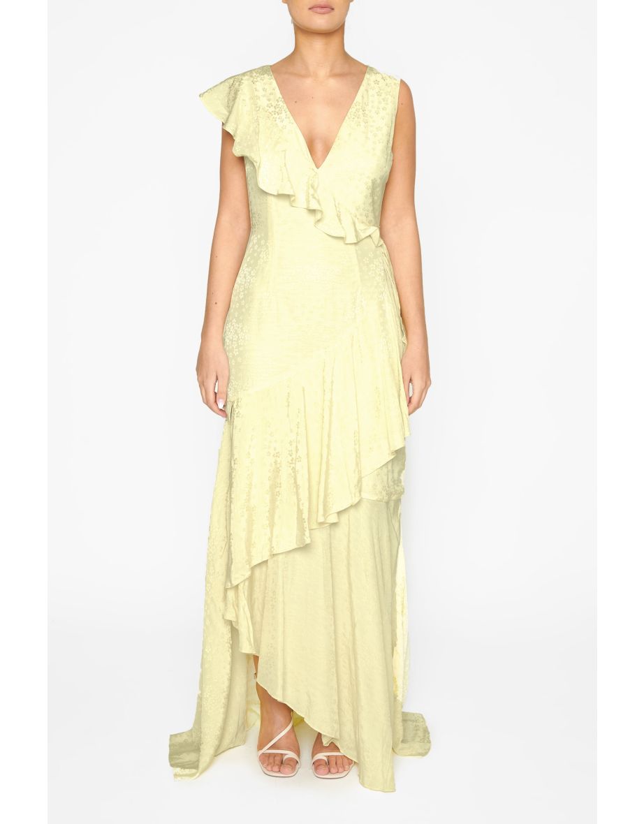 Pale yellow wrap dress best sale