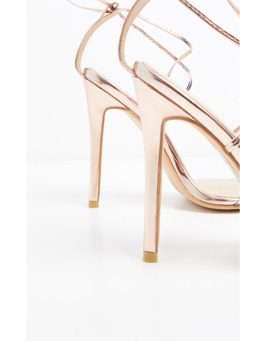 Rose Gold Clear Strap Point Toe Barely There Sandal - 3