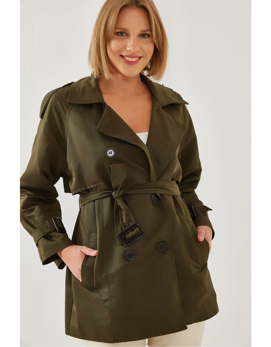 Women's Epaulettes Detail Intermediate Trench Coat