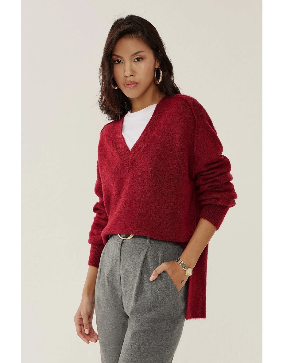 Relaxed Fit V-Neck Knitted Sweater