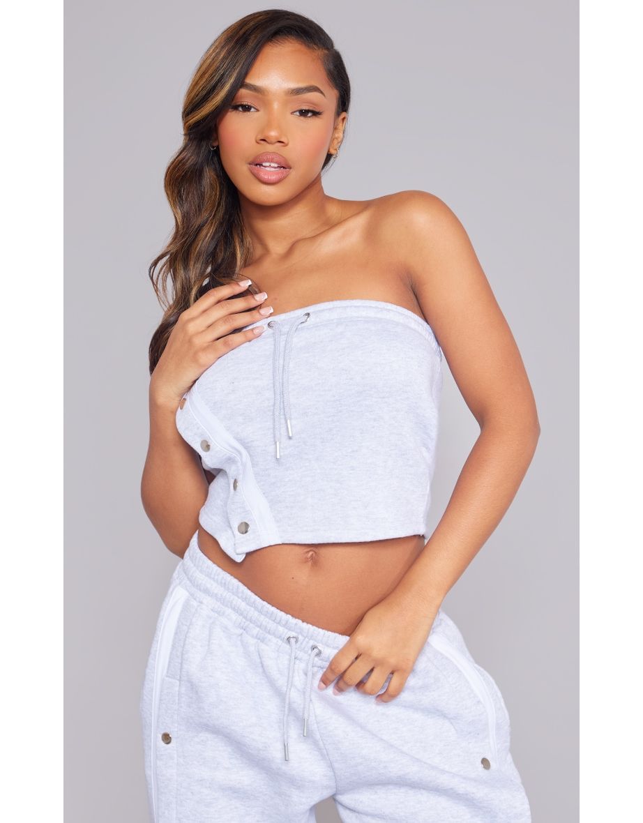 Grey Strapless Cropped Top