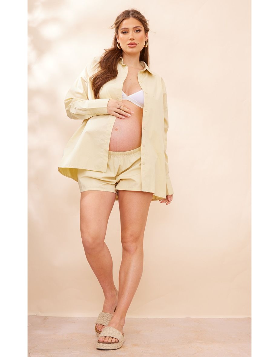 Maternity Sage Poplin Low Rise Shorts