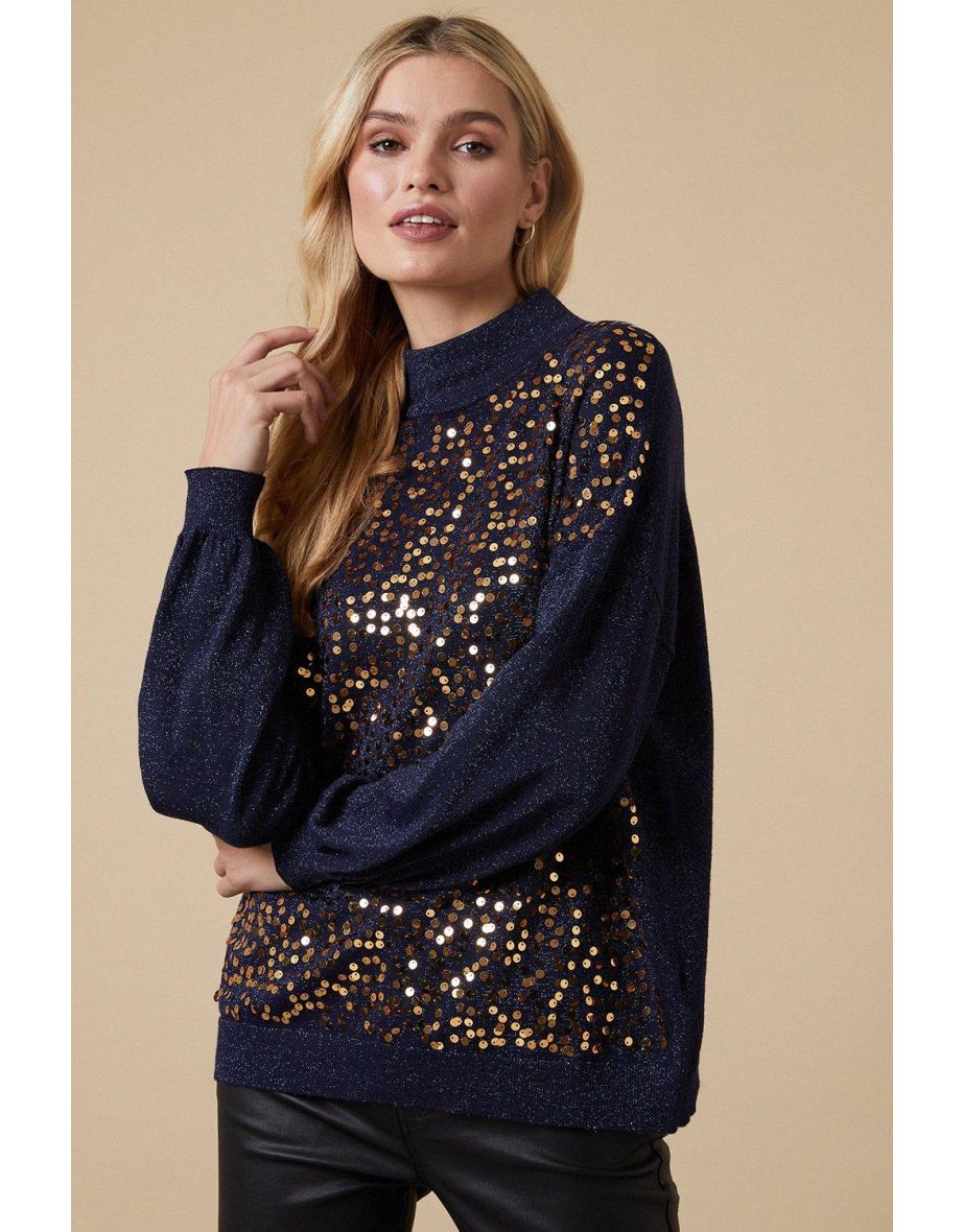 Navy sequin fashion jumper