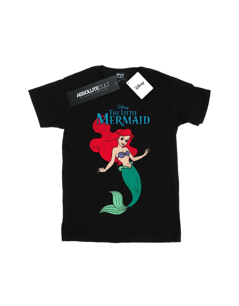 Disney Girls The Little Mermaid Line Ariel Cotton T-Shirt - Black - 1