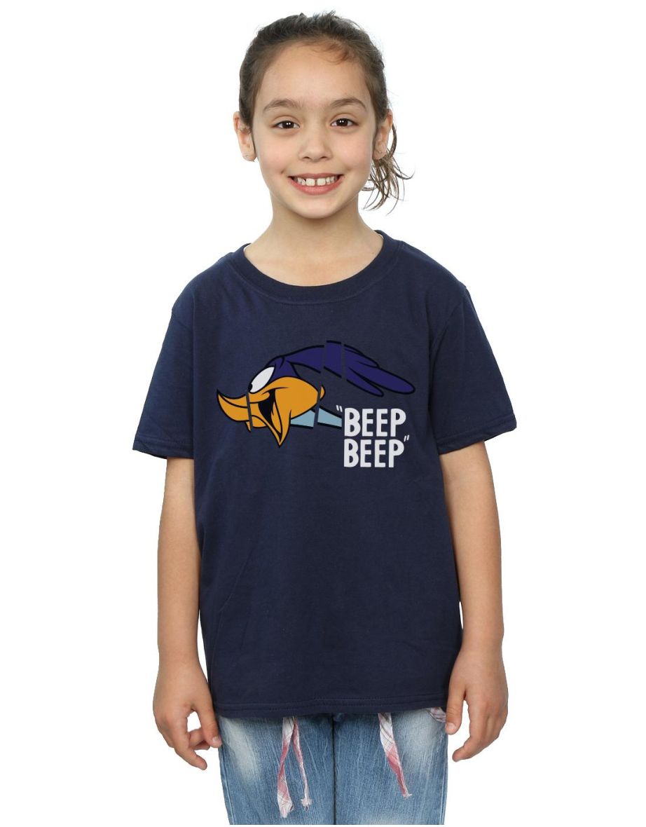 Looney Tunes Girls Road Runner Beep Beep Cotton T-Shirt - Navy Blue