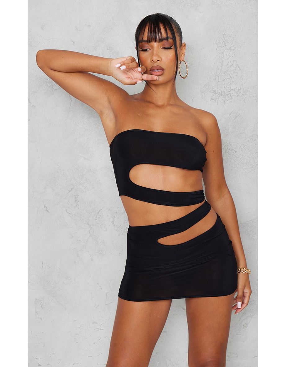 Cut Out Micro Active Top Black