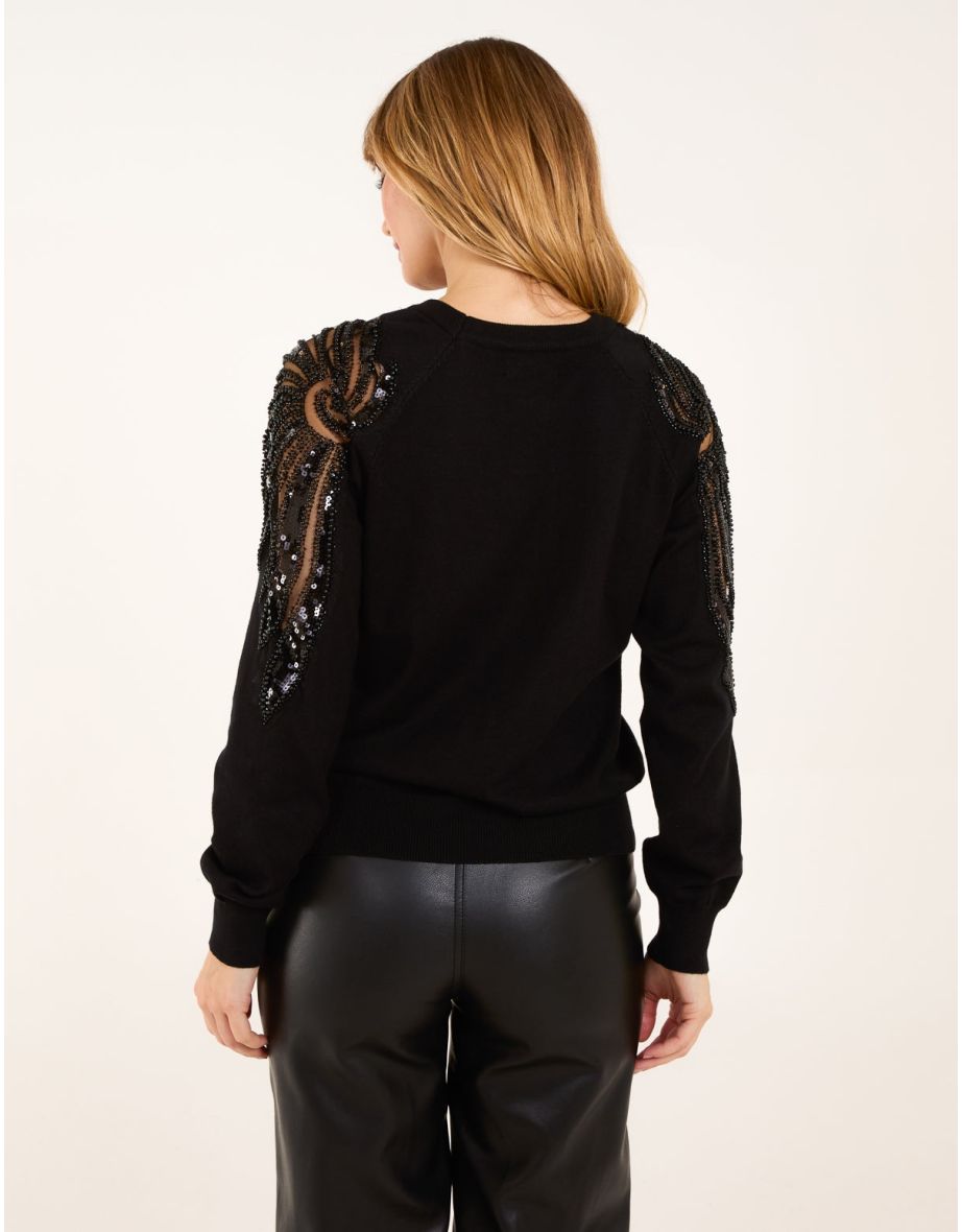 Embellished Sleeve Jumper - 3